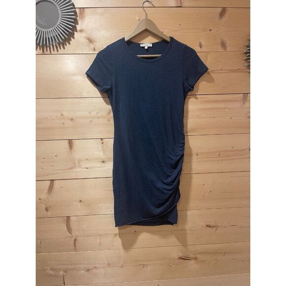 Wasabi + Mint Dresses & Skirts - Wasabi + Mint Womens Blue Short Sleeve Casual Side Ruched Mini Dress Size Small